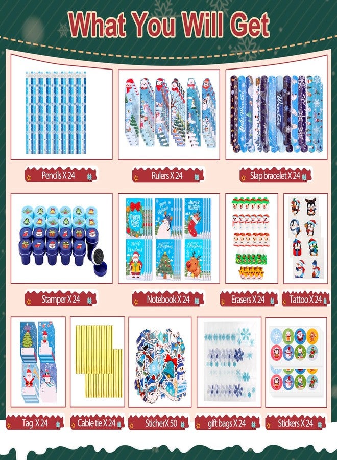 Atonofun 242 Pcs Christmas Party Favors, Christmas School Stationery Set Xmas Exchange Gifts Reward Prizes Bulk for Students Kids Xmas Stocking Stuffers School Goodie Bag Fillers - Image 2
